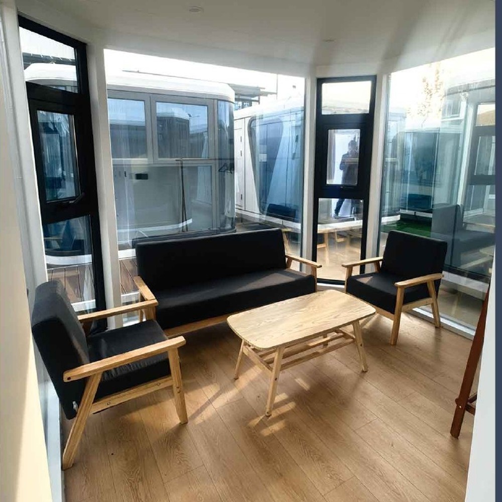 Living room interior of a space capsule home